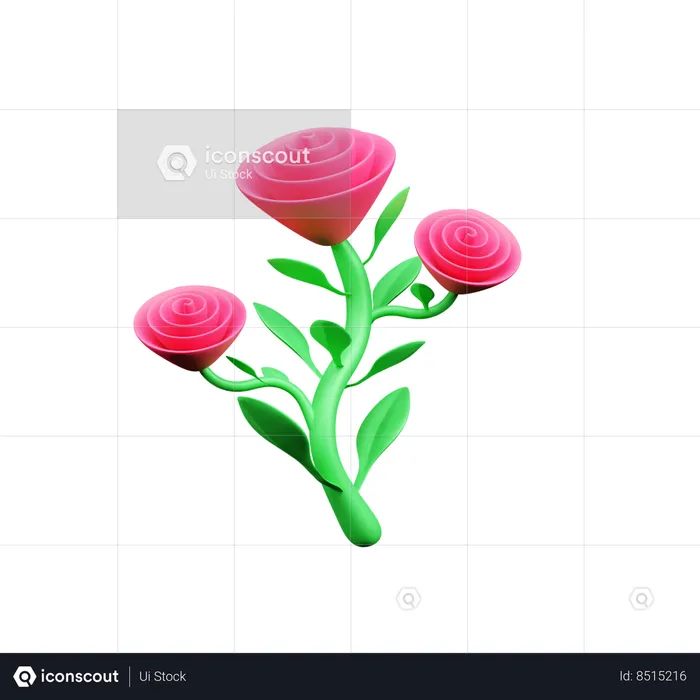 Valentine Rose  3D Icon