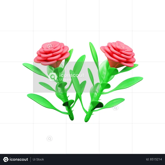 Valentine Rose  3D Icon