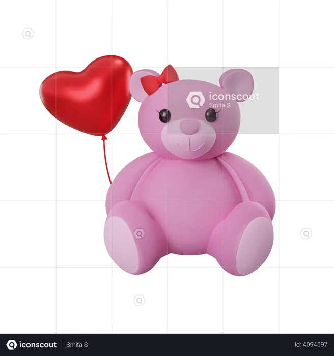Valentine Teddy  3D Illustration