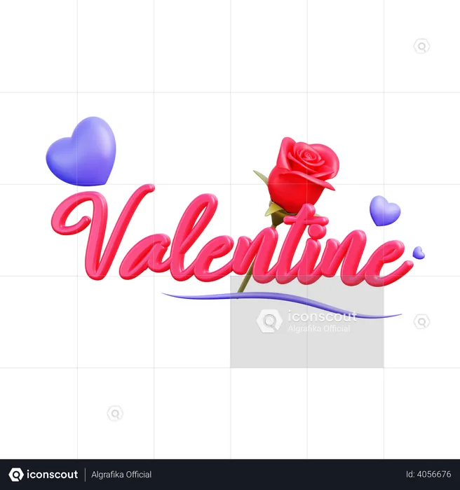 Valentine text  3D Illustration