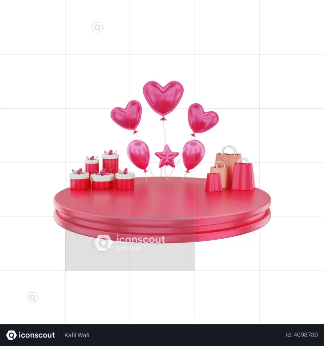 Valentines Day Podium  3D Illustration