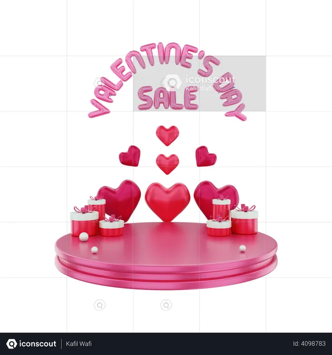 Valentines Day Podium  3D Illustration