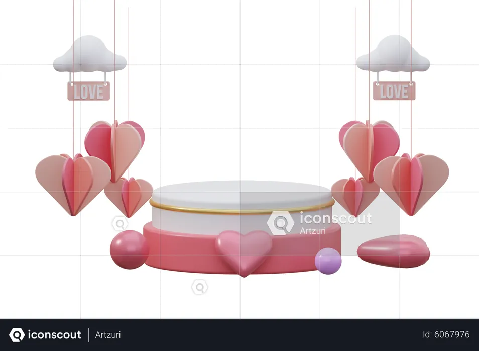 Valentines Day Podium  3D Illustration