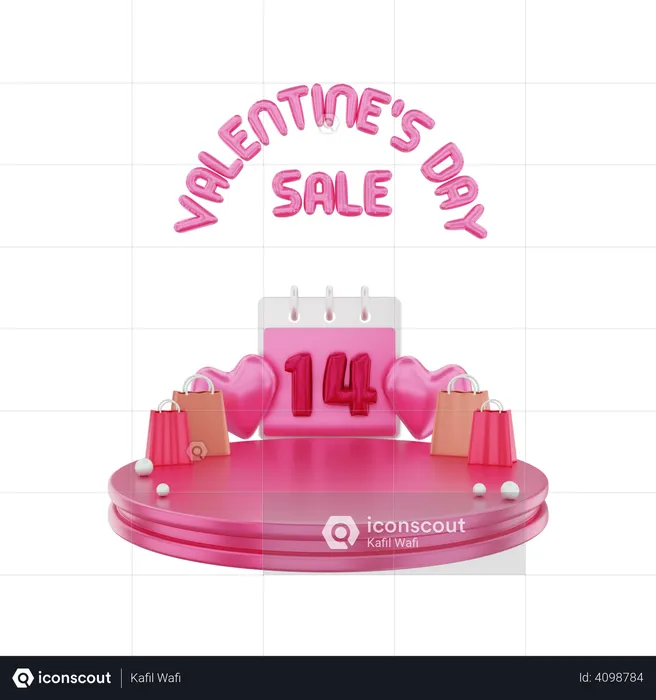 Valentines Day Sale Podium  3D Illustration