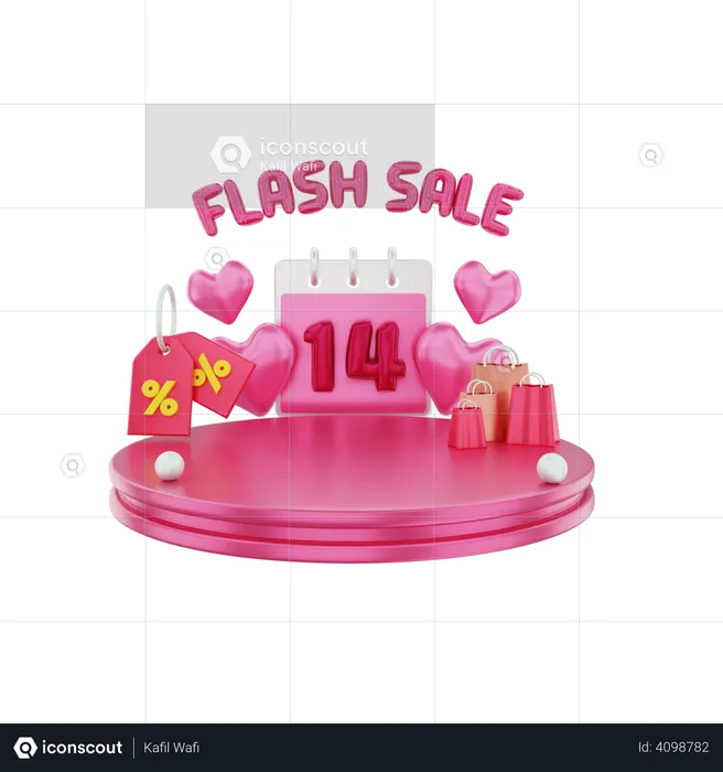 Valentines Flash Sale  3D Illustration