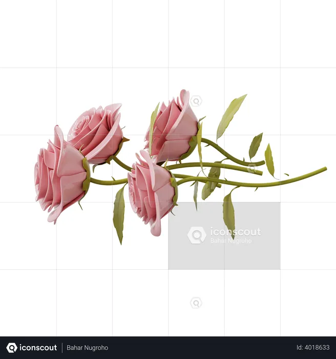 Valentines rose  3D Illustration