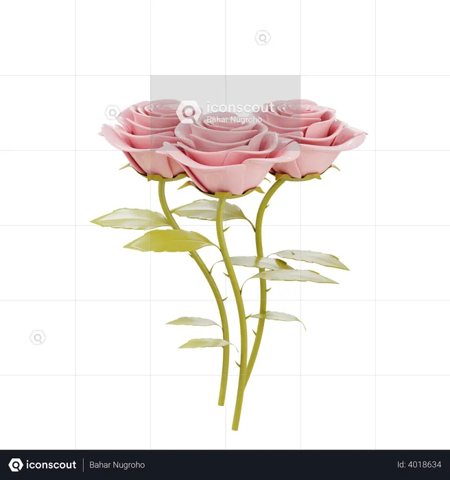 Valentines rose gift  3D Illustration