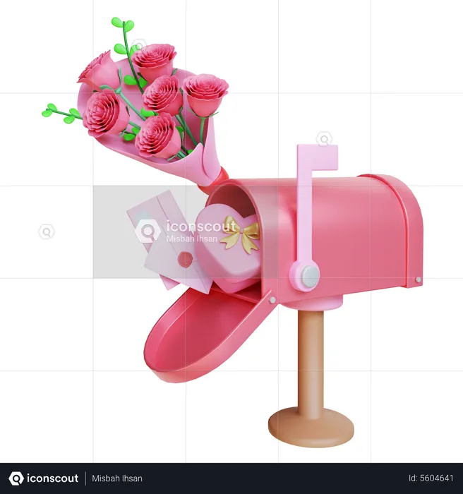 Valentinstag Briefkasten  3D Illustration