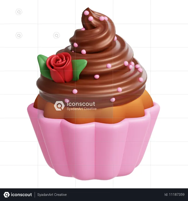 Valentinstag Cupcake  3D Icon