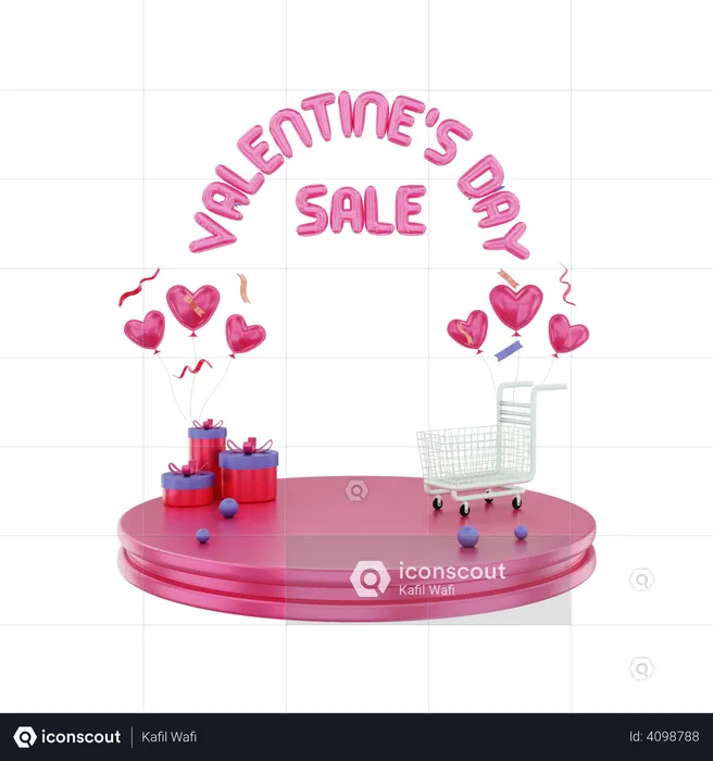 Valentinstag verkaufspodest  3D Illustration