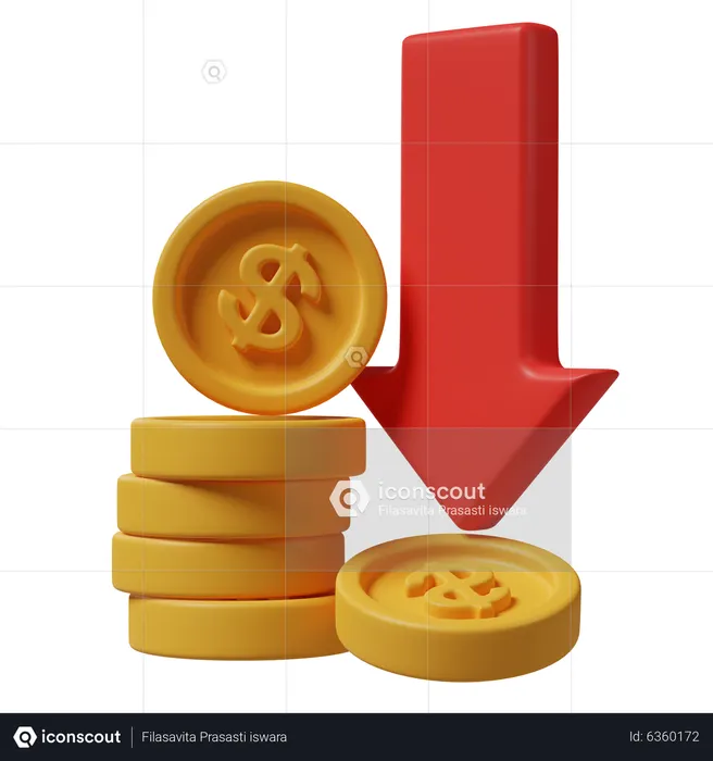 Valor del dinero hacia abajo  3D Icon