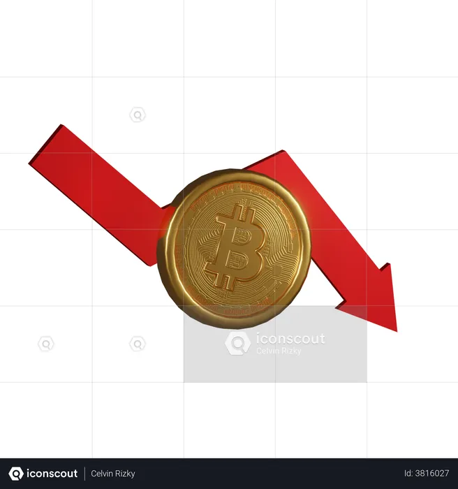 Valor do bitcoin caiu  3D Illustration