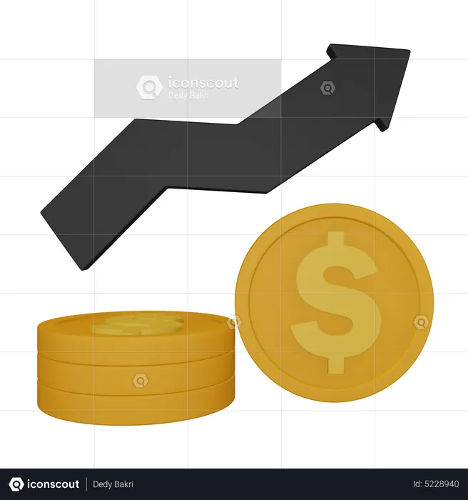 Valor del dolar arriba  3D Icon
