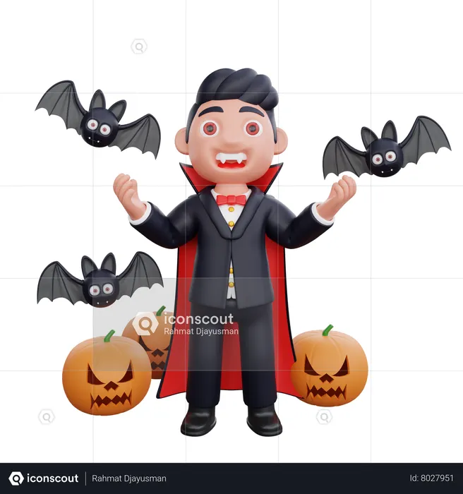 Vampire doing scary pose  3D Illustration