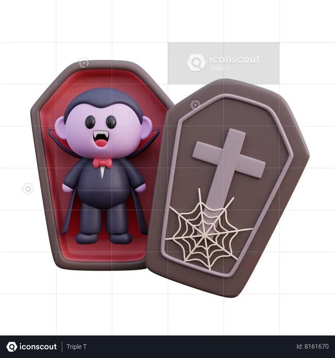 Vampire dracula with coffin  3D Illustration