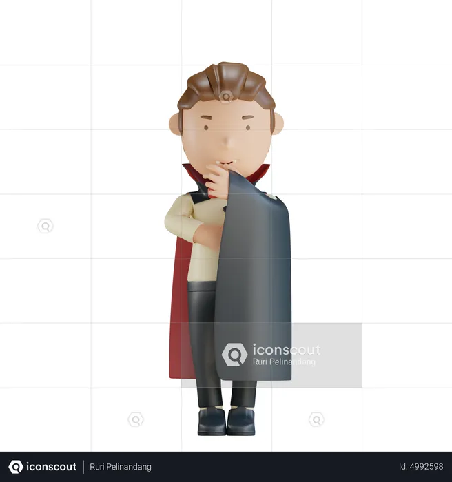 Vampire Hiding In Cloak  3D Illustration