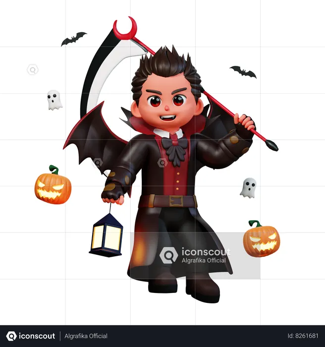 Vampire Holding Lantern  3D Illustration