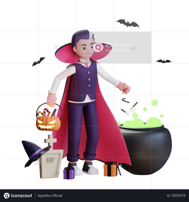 Vampire making potion  3D Illustration