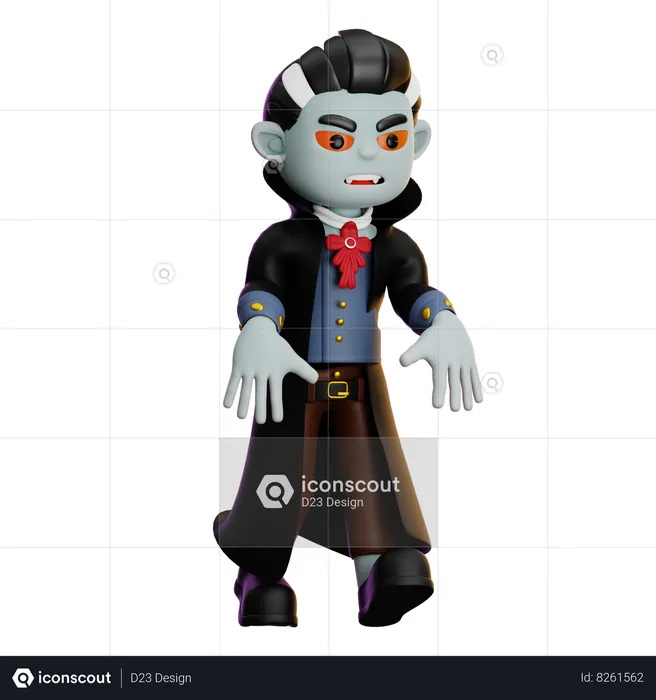 Vampire marchant avec des mains effrayantes  3D Illustration