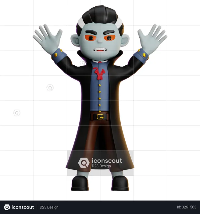 Vampire Standing With Open Arm  3D Illustration