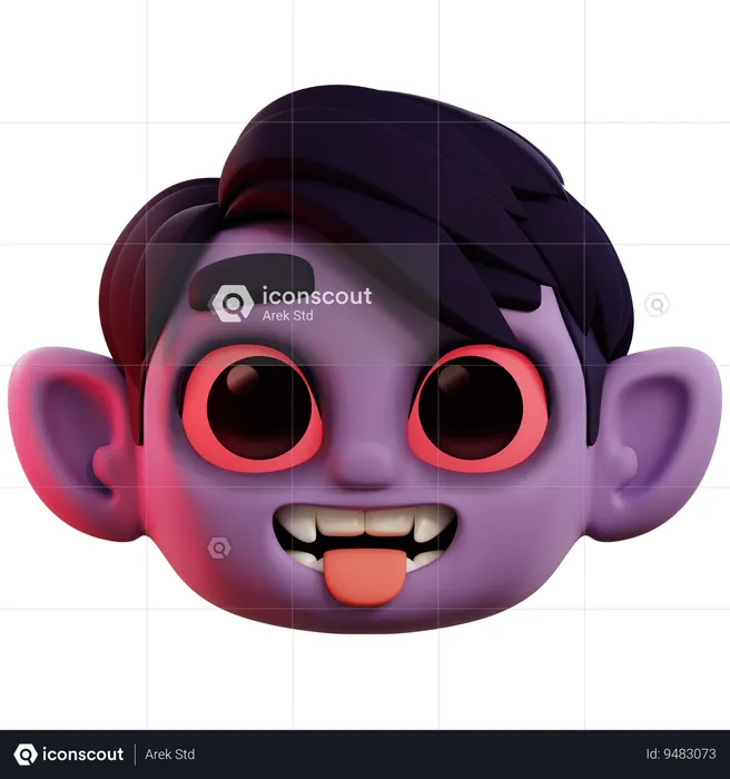 Vampire Sticking Out Its Tongue Emoji 3D Icon