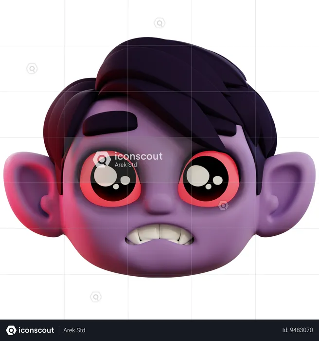 Vampire Very Sad Emoticon Emoji 3D Icon
