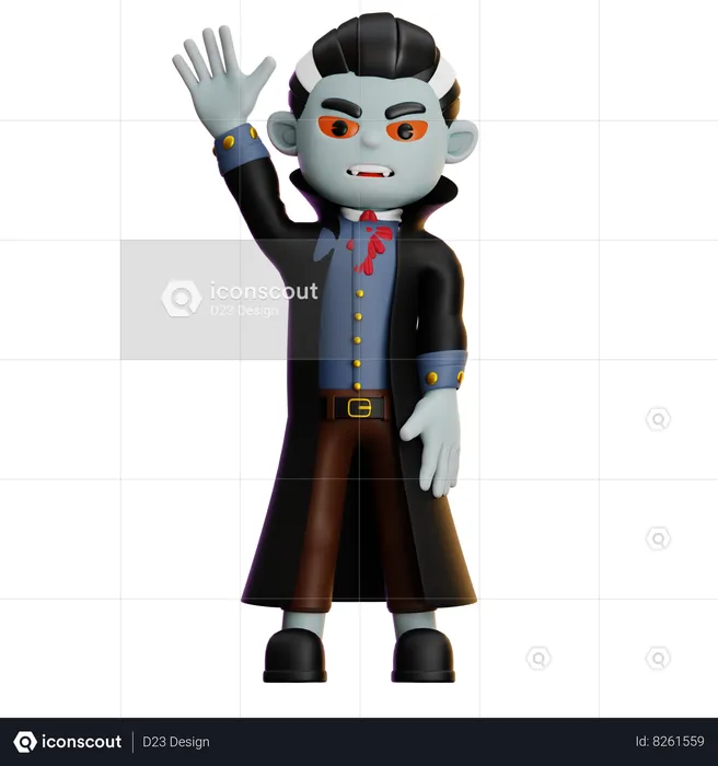Vampire Waving Hand  3D Illustration