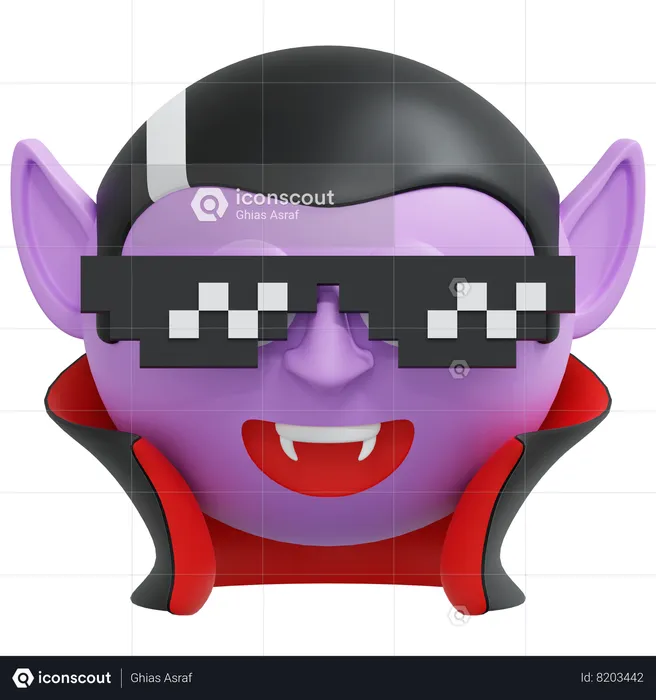 Vampiro con gafas de píxeles  3D Icon