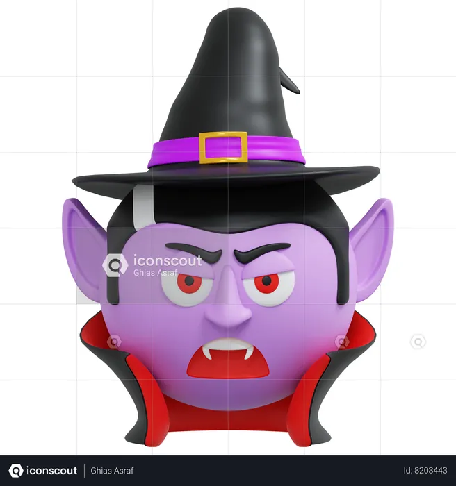 Vampiro con sombrero de bruja  3D Icon