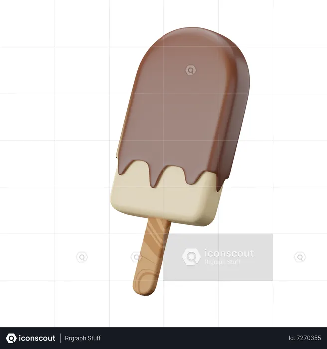 Vanilla Ice Cream Stick  3D Icon