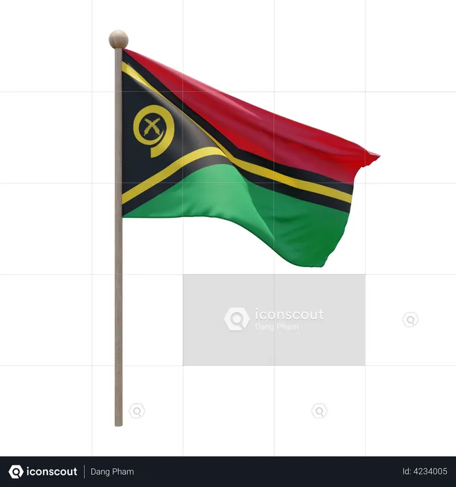 Vanuatu Flag Pole  3D Flag