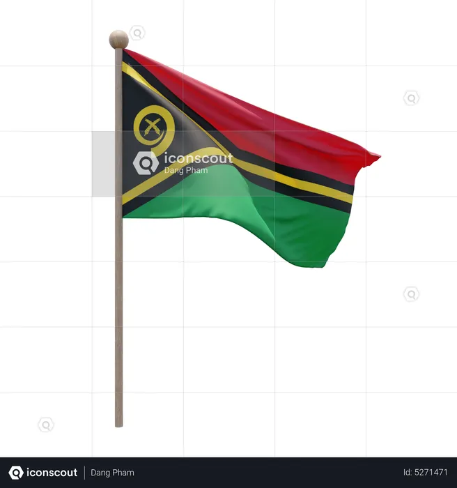 Vanuatu Flagpole Flag 3D Icon
