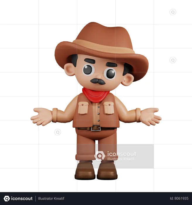 El vaquero no tiene idea  3D Illustration