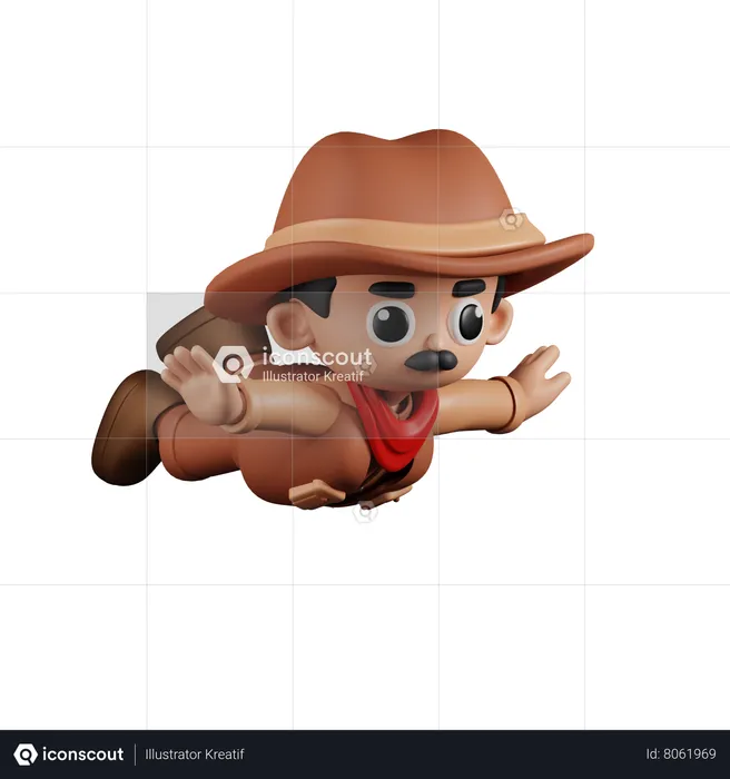 Vaquero volador  3D Illustration