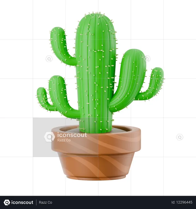 Vaso de cacto  3D Icon