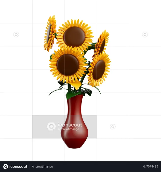 Vaso de flores  3D Icon