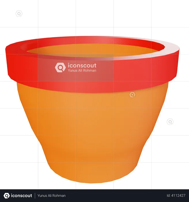 Vaso de flores de barro  3D Illustration