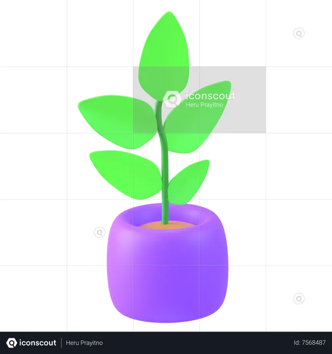 Vaso de planta  3D Icon