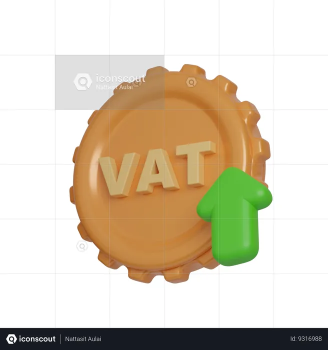 Vat Increase Coin  3D Icon