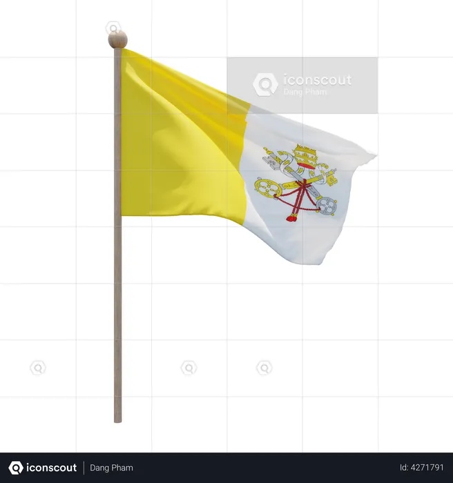 Vatican City Flagpole Flag 3D Flag