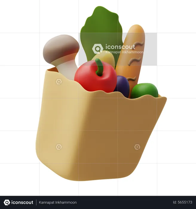Vegetable Paper Bag  3D Icon