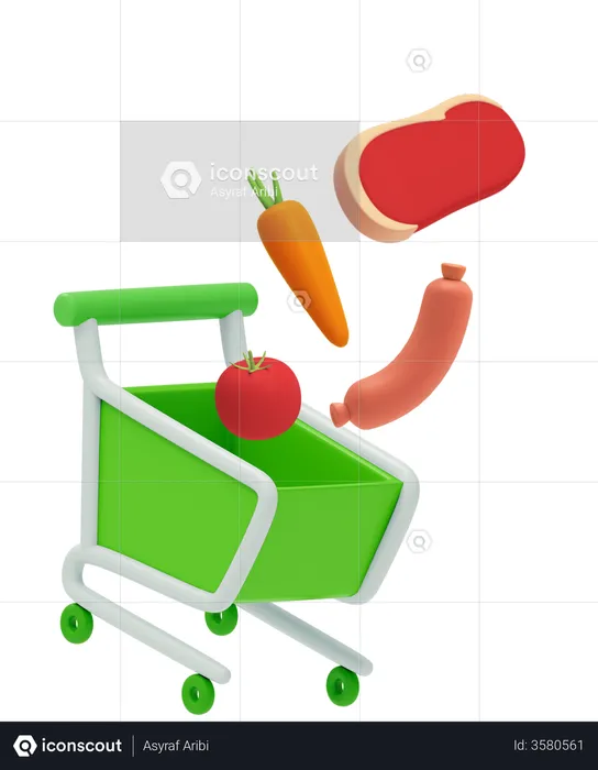 Vegetables Shopping  3D Illustration