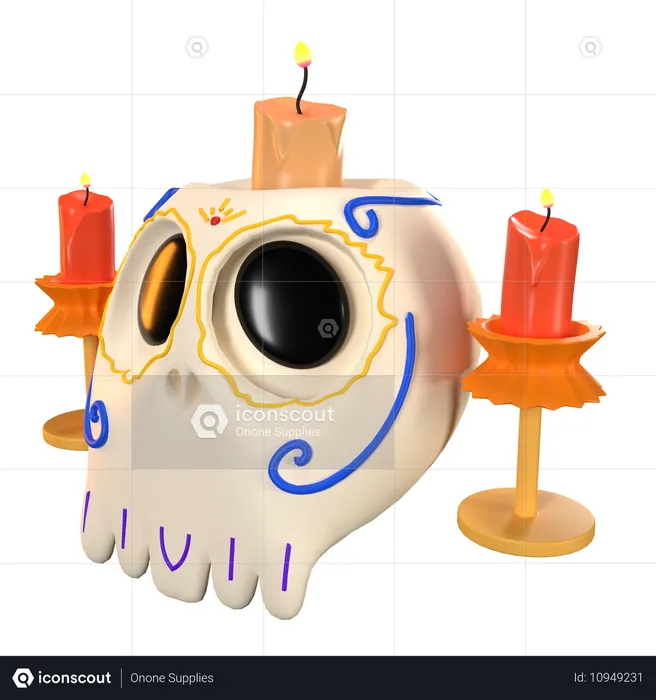 Vela de calavera mexicana  3D Icon