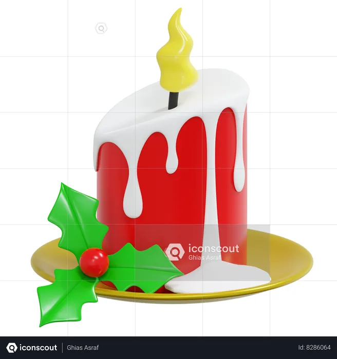 Vela de navidad  3D Icon