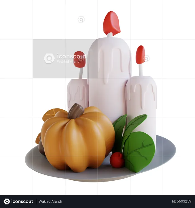 Velas de abóbora e cereja  3D Icon