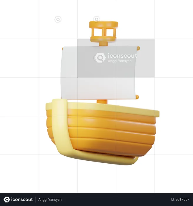 Barco de vela  3D Icon