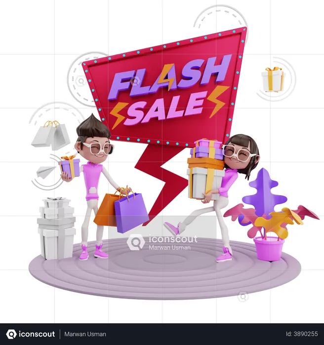 Venda relâmpago on-line  3D Icon