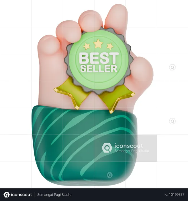 Emblema de vendas best seller gesto com a mão  3D Icon