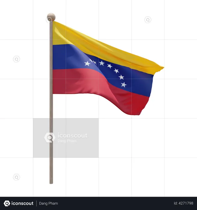 Venezuela Flagpole Flag 3D Illustration