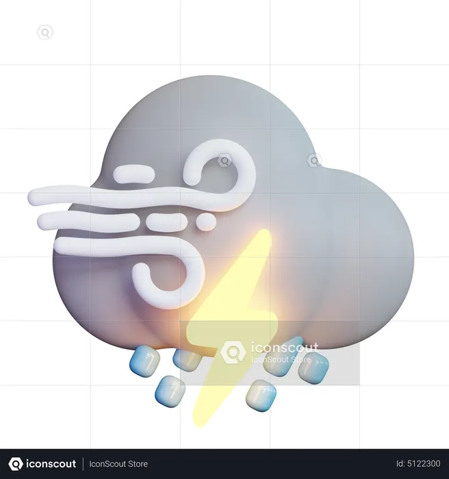 Pluie éclair venteuse  3D Icon